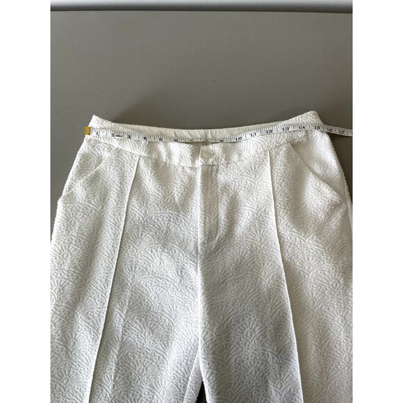 Darling Textured Pattern High Rise Straight Leg Ankle Pants White S Country Club - Picture 8 of 11